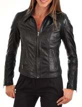 Women Leather Jacket Slim fit Biker Motorcycle Genuine Lambskin Jacket WJ024 - £93.92 GBP