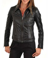 Women Leather Jacket Slim fit Biker Motorcycle Genuine Lambskin Jacket W... - $161.03 CAD