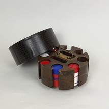 Mid-Century Poker Caddy Case with Handle &amp; Cover Includes Poker Chips - $368.46 MXN