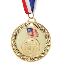 6-Pack Gold Winner Award Medals W/ 2.7&quot; Diameter 15&quot; Ribbon Length - £19.17 GBP