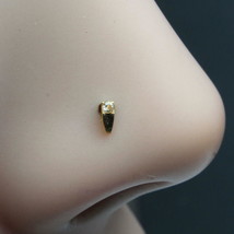 Tiny Gold Plated Indian nose Stud, White CZ corkscrew piercing nose ring - £10.28 GBP