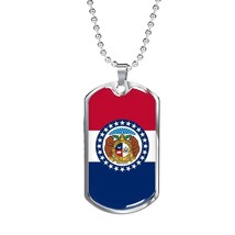 Missouri state flag necklace stainless steel or 18k gold dog tag 24 chain eylg 1 thumb200