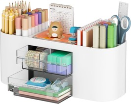 Marbrasse Desk Organizer Pen Holder For Desk With 3 Drawers,, Beige - €26,24 EUR