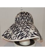 Maxi-Brim Bucket Sun Hat Zebra Ikat Print Black White Beach Festival Log... - €21,17 EUR