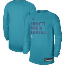NWT men&#39;s large tall nike Jordan Charlotte Hornets on court LS logo Tee ... - $37.99