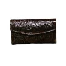 Women&#39;s Tri Fold Tooled Leather Wallet - £25.13 GBP
