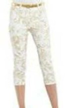 Womens Capris Crop Pants Chaps White Gold Slimming Denim Jeans Pants-size 2 - £15.57 GBP