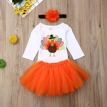 NWT Thanksgiving Turkey Baby Girls Tutu Skirt &amp; Headband Outfit Set - £8.69 GBP