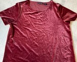 Land&#39;s End Women&#39;s Formal Red Velvet Short Sleeve Round Neck T-Shirt XL 18 - $24.09