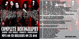 Cradle of Filth Complete Discography MP3 60 CD releases on 2x DVD Albums Live - £13.24 GBP