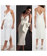 New Rebecca Vallance Genevieve Bow V-Neck Sheath Midi Dress $630 SIZE 8 ... - $4,969.31 MXN