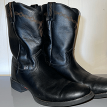 Justin BOOTS Mens Calfy L4606 Black Cowboy Western Boot Leather Pull on - $68.60