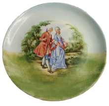 Vintage Signed Courting Couple Gentlemen &amp; Maiden Porcelain Collector Cabinet... - £15.02 GBP