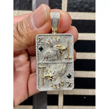 4Ct Lab-Created Diamond King Lion 3D Card Poker Pendant 14K Two-Tone Gold Plated - $279.55