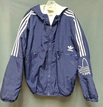 Vintage Adidas Three Stripe Hooded Jackaet Men&#39;s Size Large Embroidered 90&#39;s - £19.97 GBP