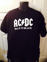 Ac Dc Back In Black T Shirt Men&#39;s Size Xl Rock Group Basic Tee Short White Lette - £18.96 GBP