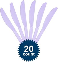 Lavender Plastic Heavy Weight Knives (20 Count) - Premium Disposable Plastic Cut - £14.34 GBP