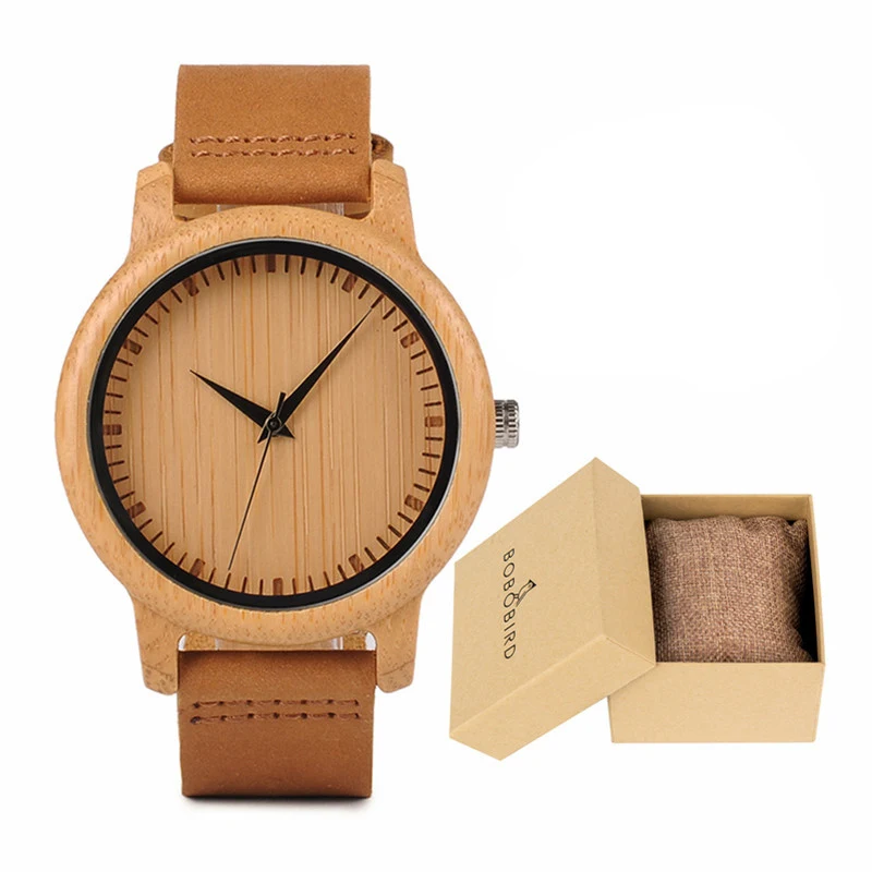 Stylish Wooden Watches for Men &amp; Women Leather Strap Quartz Watches Supp... - $35.58