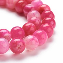 10 Crackle Agate Gemstone Beads Striped Pink Mix Jewelry Supplies 8mm - £3.41 GBP