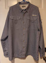 Habit Mens Fishing Shirt 2XL Blue Check 40+ UPF Sun Protective Vented LS - $16.49