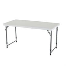 Adjustable Height White HDPE Folding Table with Powder Coated Steel Frame - £108.50 GBP