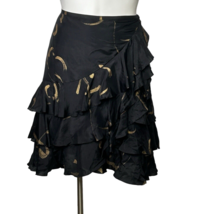 Ralph Lauren Silk Skirt Tiered Ruffle Women&#39;s 14P Black and Gold - £28.30 GBP