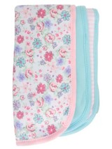 Gerber Terry Lined Burp Cloths, Baby Girl, Flowers, Solid, Stripes, Qty 3 - £9.54 GBP