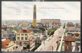 Vintage 1909 Old Section of Atlantic City Lighthouse &amp; Ocean Postcard - £9.73 GBP