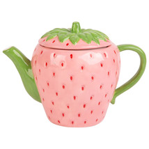 30.3oz Ceramic Pink Strawberry Teapot - $718.75 MXN