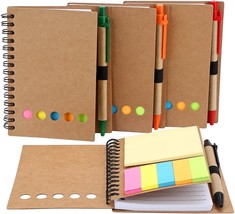 Toodoo 4 Packs Lined Spiral Notebook With Kraft Paper Cover Notepad With... - £35.36 GBP