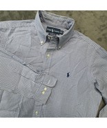Ralph Lauren Classic Fit Button Down Gingham Dress Shirt Blue White 15 1/2 - $61.54 CAD