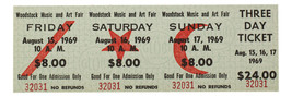 Woodstock 1969 Original Three Day Ticket - £155.06 GBP