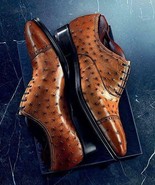 New Handmade Pure Brown Ostrich Leather Stylish Shoes for Men&#39;s Mens For... - $159.99+