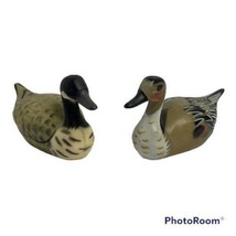 2 Vintage Duck Decoys Miniature Figurines Mini Figure Collectible Birds ... - $15.69