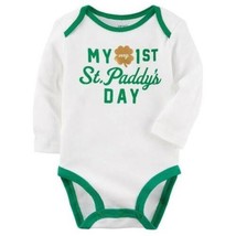 Infant Girls My First St Patricks Day White Green Long Sleeve Bodysuit- ... - $10.89