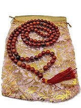 108 Healing Gemstone Red Jasper Mala Prayer Beads Stretch Bracelet Necklace - £23.32 GBP