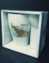 13 Ounce Coffee Mug With Matching Spoon - Golden Horoscope/Zodiac Sign “Pisces”  - £19.67 GBP