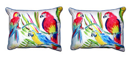 Pair of Betsy Drake Three Parrots Large Pillows 16 Inch X 20 Inch - £71.00 GBP