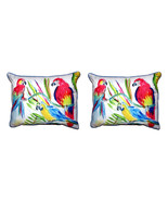 Pair of Betsy Drake Three Parrots Large Pillows 16 Inch X 20 Inch - £69.91 GBP