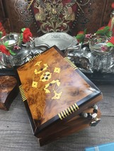 Keepsake box, small thuya burl wooden jewelry box, floral patter engrave... - £65.04 GBP