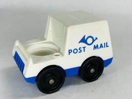 Vintage Fisher Price Little People White Blue Post Mail Truck Vehicle wi... - $10.99