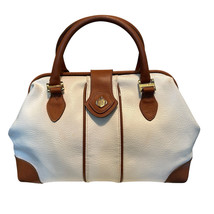Vintage Jeanne Benet Leather Purse White Brown Doctor Bag Shoulder Bag - $35.00
