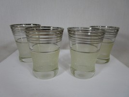 4 Vintage West Virginia Glass Frost Nip Cocktail Glass 3¼&quot; Textured Platinum - £31.14 GBP