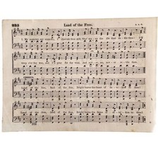 1865 Land Of The Free Victorian Sheet Music Small Page Happy Voices PCBG15B - $24.99