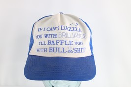 Vtg 80s Distressed If I Can&#39;t Dazzle You With Brilliance Bullsh*t Trucker Hat - £19.43 GBP