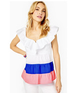 Lilly Pulitzer Emie Ruffle Top Color-Block Size 8 - $59.39