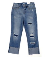 NEW Style &amp; Co Women&#39;s Destroyed Ripped Crop Straight Cuffed Blue Jeans ... - $33.85 CAD