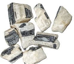 Black Tourmaline in Snow Quartz a.k.a. Tourmilated Quartz Raw Natural Cr... - $17.81+