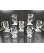 7 Princess House Heritage Irish Mug Set 5 1/2&quot; Floral Etched Footed Coff... - £61.96 GBP