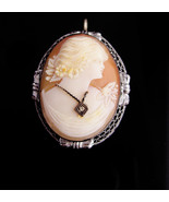 Antique diamond brooch / victorian cameo pendant / Vintage Large Brooch ... - £283.72 GBP